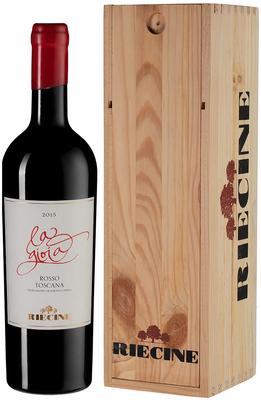 Вино красное сухое «Riecine La Gioia Toscana» 2015 г. в деревянной подарочной упаковке