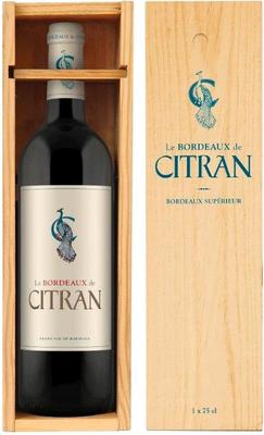 Вино красное сухое «Le Bordeaux de Citran Rouge Bordeaux, 1.5 л» 2016 г., в деревянной подарочной упаковке