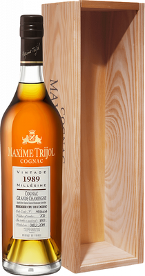 Коньяк французский «Maxime Trijol Cognac Grande Champagne Premier Cru 1989» в деревянной подарочной упаковке