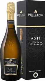 Вино игристое белое сухое «Asti Secco Valsa Nuova Perlino» в подарочной упаковке