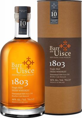 Виски ирландский «Barr An Uisce 1803 Single Malt Irish Whiskey 10 years old» в тубе