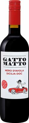 Вино красное сухое «Gatto Matto Nero D'Avola Sicilia Villa Degli Olmi» 2018 г.