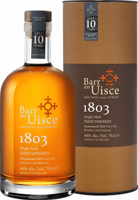Виски ирландский «Barr An Uisce 1803 Single Malt Irish Whiskey 10 years old» в тубе
