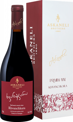 Вино красное полусладкое «Khvanchkara Askaneli Brothers» в подарочной упаковке