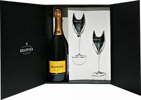 Вино игристое белое брют «Carte D'Or Drappier Drappier» в подарочной упаковке с двумя бокалами