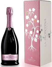 Вино игристое розовое полусухое «La Montina Franciacorta Rose Demi Sec» в подарочной упаковке
