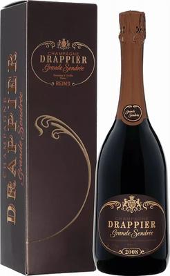 Вино игристое белое брют «Grande Sendree Drappier Brut Champagne» 2008 г. в подарочной упаковке