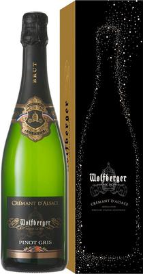 Вино игристое белое брют «Wolfberger Cremant d'Alsace Pinot Gris» в подарочной упаковке