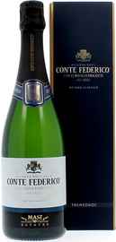 Вино игристое белое брют «Conte Federico Riserva Brut» в подарочной упаковке
