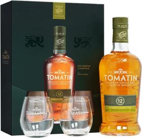 Виски шотландский «Tomatin 12 Years» в подарочной упаковке с двумя стаканами