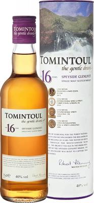 Виски шотландский «Tomintoul Speyside Glenlivet Single Malt Scotch Whisky 16 years» в тубе