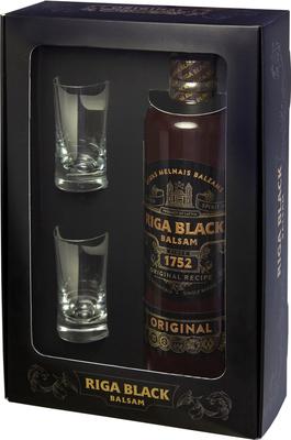Ликер «Riga Black Balsam» в подарочной упаковке с 2-мя стопками