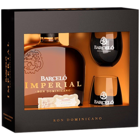 Ром «Ron Barcelo Imperial» в подарочной упаковке с двумя стаканами