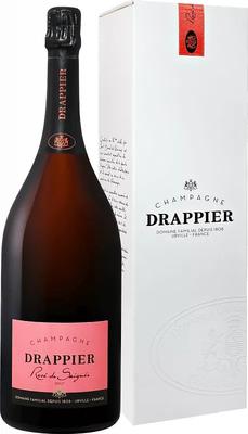Вино игристое розовое брют «Drappier Rose Champagne» в подарочной упаковке
