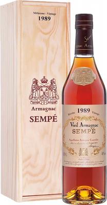 Арманьяк «Sempe Vieil Armagnac» 1989 г. в деревянной подарочной упаковке