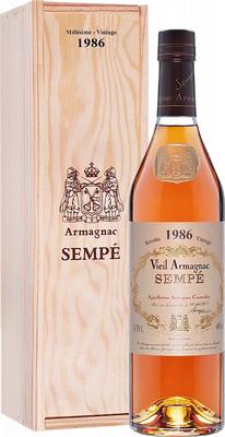 Арманьяк «Sempe Vieil Armagnac» 1986 г. в деревянной подарочной упаковке