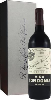 Вино красное сухое «Vina Tondonia Reserva Rioja, 0.75 л» 2006 г. в подарочной коробке