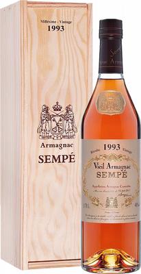 Арманьяк «Sempe Vieil Armagnac, 0.7 л» 1993 г. в деревянной подарочной упаковке