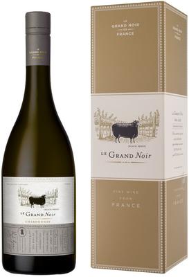Вино белое сухое «Le Grand Noir Chardonnay Pays d Oc» 2018 г. в подарочной упаковке