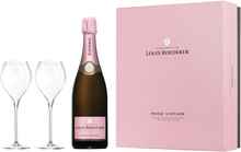 Шампанское розовое брют «Louis Roederer Brut Rose» 2013 г. в подарочной упаковке с двумя бокалами