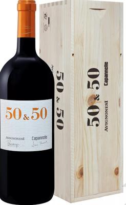 Вино красное сухое «50&50 Toscana Avignonesi Capannele» 2012 г. в деревянной подарочной упаковке