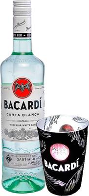 Ром «Bacardi Carta Blanca» в подарочной упаковке в комплекте со светящимся стаканом