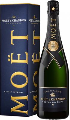 Шампанское белое полусладкое «Moet & Chandon Nectar Imperial Semi-Sweet» в подарочной упаковке