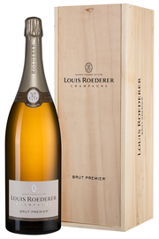 Шампанское белое брют «Louis Roederer Brut Premier, 3 л» в деревянной подарочной упаковке