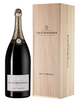 Шампанское белое брют «Louis Roederer Brut Premier, 6 л» в деревянной подарочной упаковке