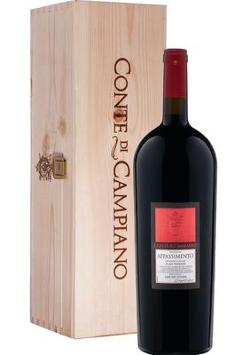 Вино красное полусухое «Conte Di Campiano Negroamaro Salento Passito Contri Spumanti» 2015 г. в деревянной подарочной упаковке