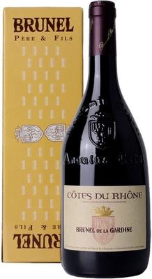 Вино красное сухое «Brunel de la Gardine Cotes du Rhone» 2018 г. в подарочной упаковке