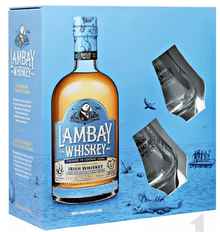 Виски ирландский «Lambay Small Batch Blend West Cork Distillers Limited» в подарочной упаковке с двумя стаканами