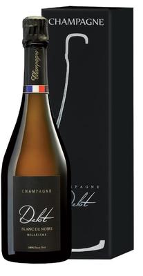 Вино игристое белое экстра брют «Champagne Delot Blanc De Noirs Millesime Extra Brut» 2012 г. в подарочной упаковке