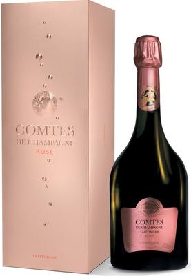 Вино игристое розовое брют «Taittinger Comtes De Champagne Rose Brut» 2007 г. в подарочной упаковке