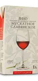 Вино столовое  красное полусладкое «Славянская Лоза Мускатное, 1 л»