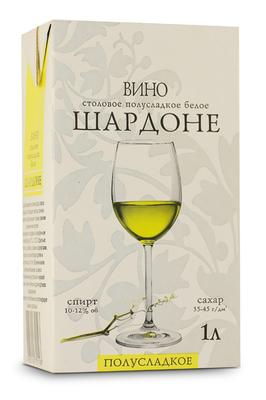 Вино столовое белое полусладкое «Славянская Лоза Шардоне, 2 л»