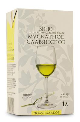 Вино столовое белое полусладкое «Славянская Лоза Мускатное»