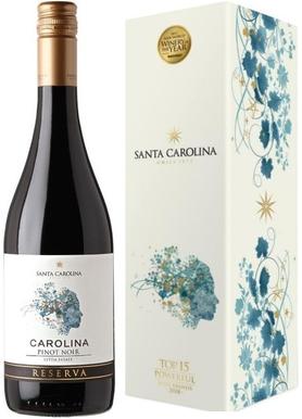 Вино красное сухое «Santa Carolina Reserva Pinot Noir Valle de Leyda» 2018 г. в подарочной упаковке