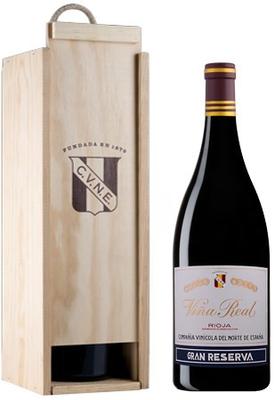 Вино красное сухое «Vina Real Gran Reserva» 2013 г. в деревянной подарочной упаковке