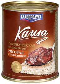 Мясные консервы «Главпродукт каша рисовая с говядиной» 340 гр.